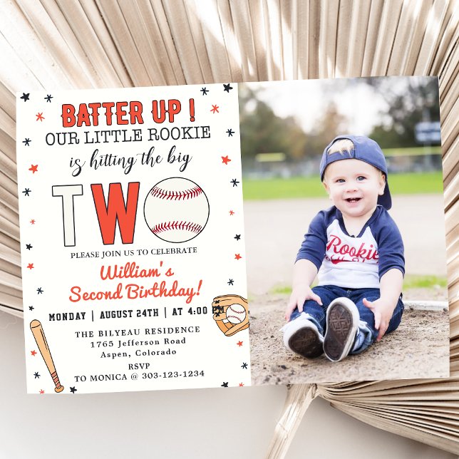  Baseball Second Birthday Party Batter Up Invitation (Creator Uploaded)