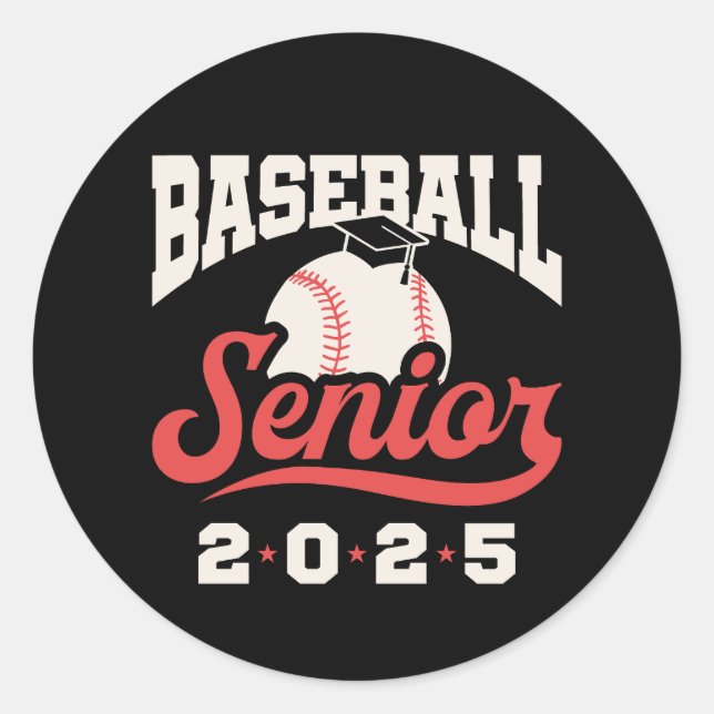 Baseball Senior Class 2025 Classic Round Sticker (Front)