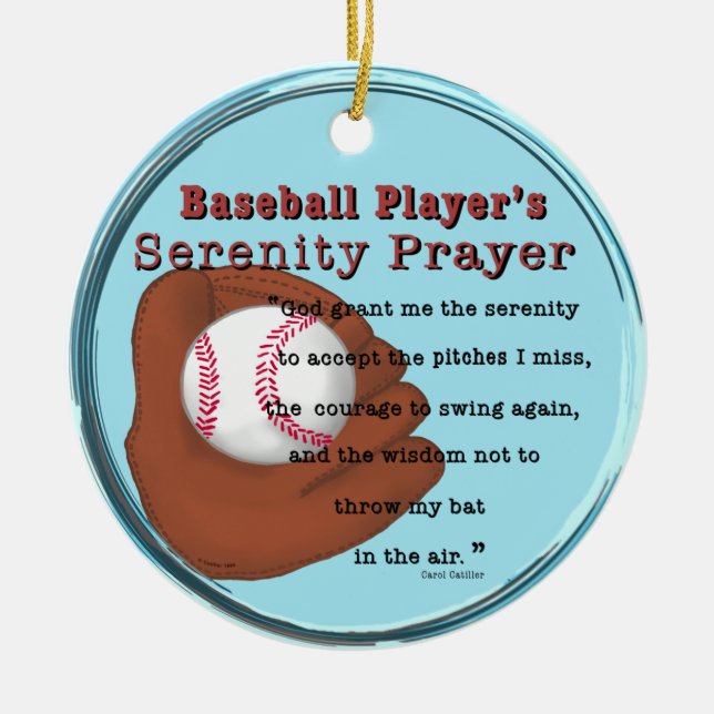 Baseball Serenity Prayer Ceramic Ornament (Front)