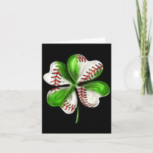 Baseball Shamrock St Patrick's Day Clover With Bas Card