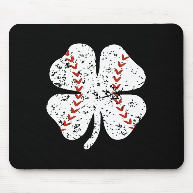 Baseball Shamrock St Patricks Day Pitcher Hitter B Mouse Pad (Front)