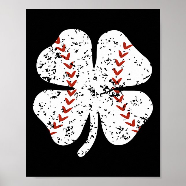 Baseball Shamrock St Patricks Day Pitcher Hitter B Poster (Front)