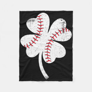 Baseball Shamrock St Patricks Day Saint Paddys Men Fleece Blanket