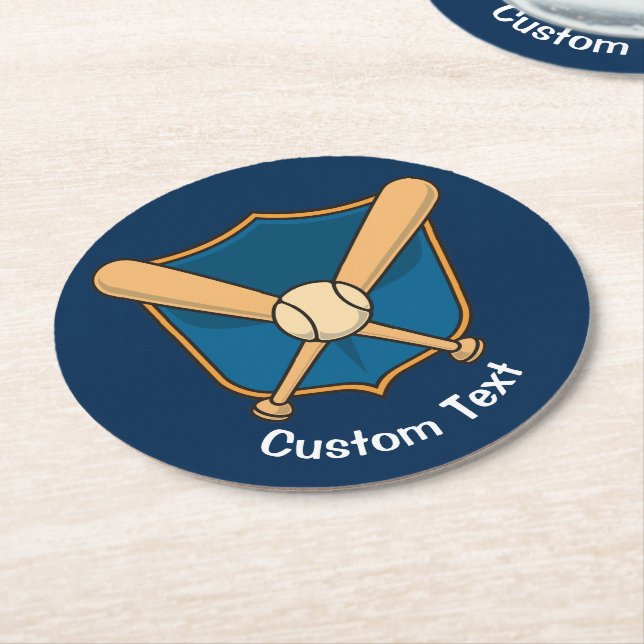Baseball Shield Round Paper Coaster (Angled)
