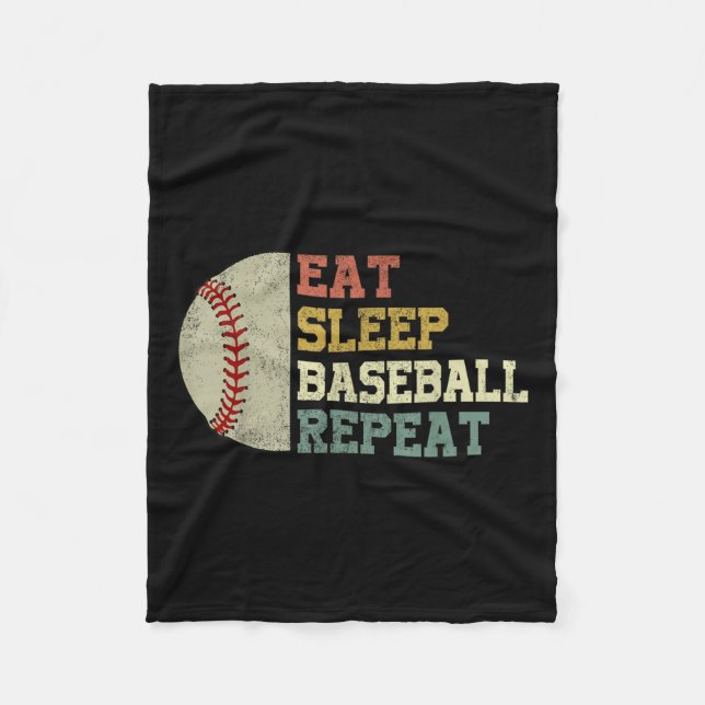 Baseball-shirt Eat Sleep Baseball Repeat Funny Men Fleece Blanket (Front)