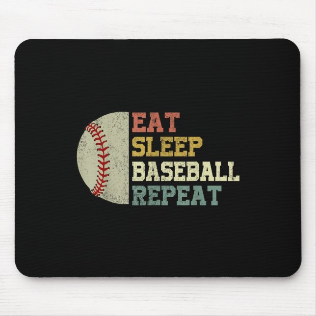 Baseball-shirt Eat Sleep Baseball Repeat Funny Men Mouse Pad (Front)