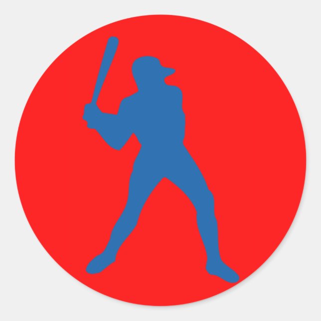 baseball silhouette classic round sticker (Front)