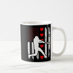 Baseball silhouette heart usa flag hearts american coffee mug