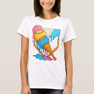 Baseball Sister Brother Drip Ice Cream Baseball  T-Shirt