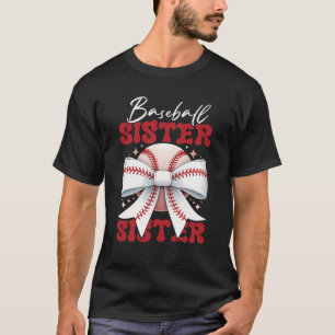 Baseball Sister Coquette Bow Sport Lover Sister Mo T-Shirt