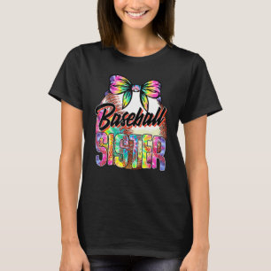 Baseball Sister Cute Tie Dye Baseball Happy Sister T-Shirt