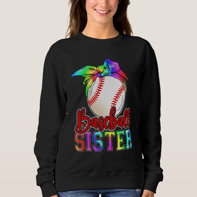 Baseball Sister Leopard Heart Mothers Day Girls Wo Sweatshirt (Front)