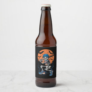 Baseball Skeleton Halloween Baseball Halloween Beer Bottle Label
