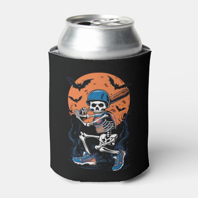 Baseball Skeleton Halloween Baseball Halloween Can Cooler (Can Front)
