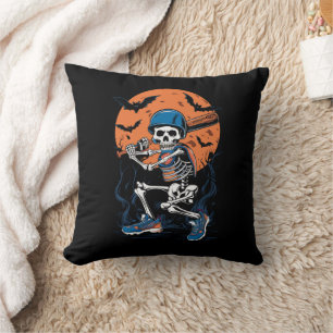 Baseball Skeleton Halloween Baseball Halloween Cushion