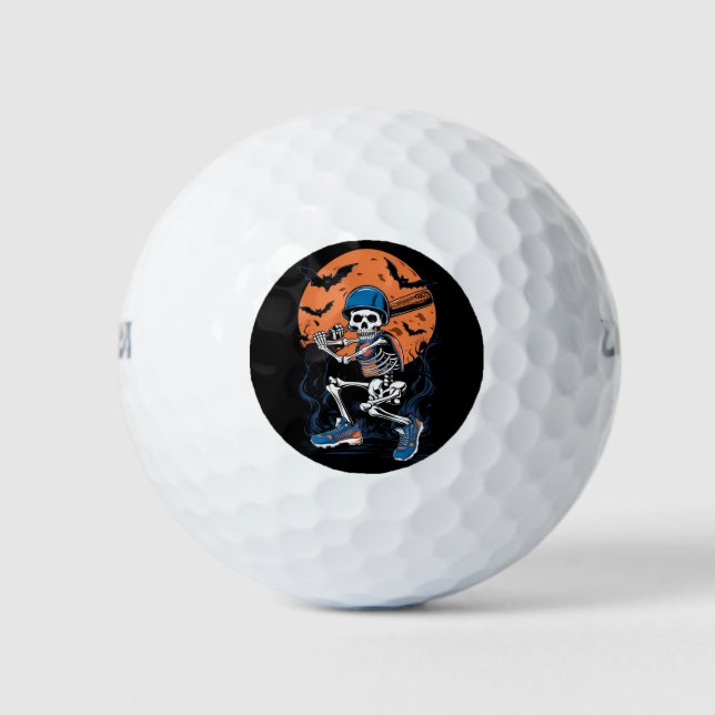 Baseball Skeleton Halloween Baseball Halloween Golf Balls (Front)