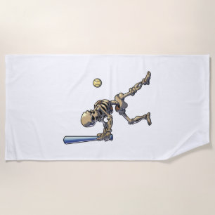 Baseball Skeleton Halloween Beach Towel