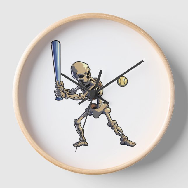 Baseball Skeleton Halloween Clock (Front)