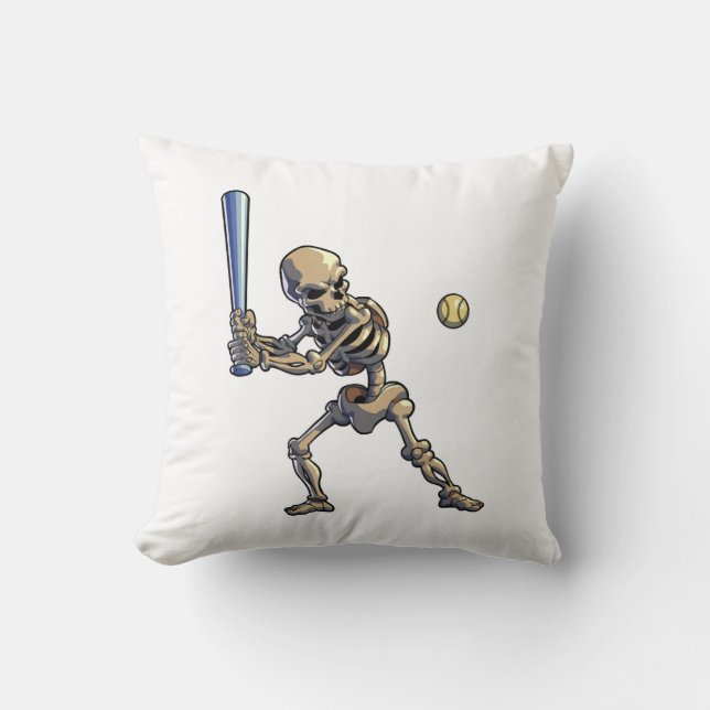 Baseball Skeleton Halloween Cushion (Front)