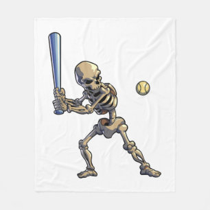 Baseball Skeleton Halloween Fleece Blanket