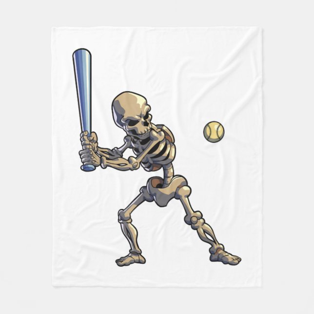 Baseball Skeleton Halloween Fleece Blanket (Front)