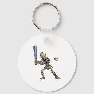 Baseball Skeleton Halloween Key Ring