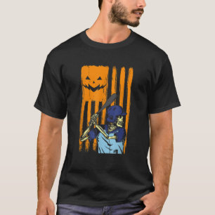 Baseball Skeleton Halloween Men Boys American Pump T-Shirt