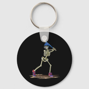 Baseball Skeleton Halloween Men Boys Baseball Hall Key Ring