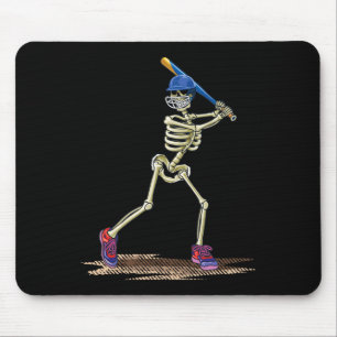 Baseball Skeleton Halloween Men Boys Baseball Hall Mouse Pad