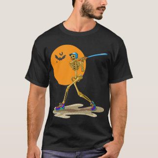 Baseball Skeleton Halloween Men Boys Baseball Hall T-Shirt