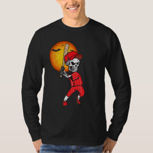 Baseball Skeleton Halloween Men Boys Baseball Hall T-Shirt