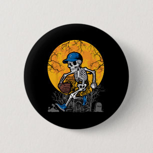 Baseball Skeleton Halloween Men Boys Baseball Spoo 6 Cm Round Badge
