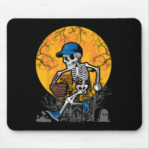 Baseball Skeleton Halloween Men Boys Baseball Spoo Mouse Pad