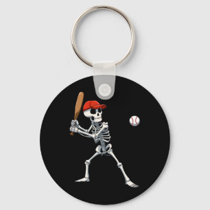 Baseball Skeleton Halloween Skeleton Playing Baseb Key Ring