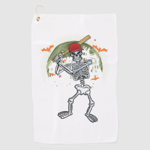Baseball Skeleton Halloween Sport Under Moon Golf Towel