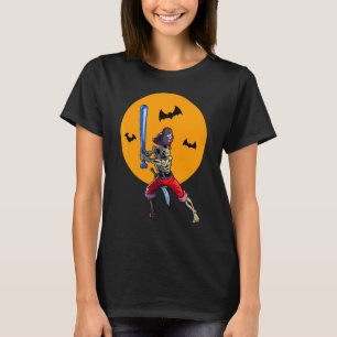 Baseball Skeleton Men Boys Pirate Baseball Hallowe T-Shirt
