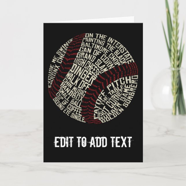 Baseball Slang Words Calligram Holiday Card (Front)