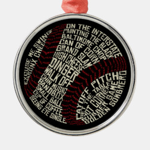 Baseball Slang Words Calligram Metal Ornament