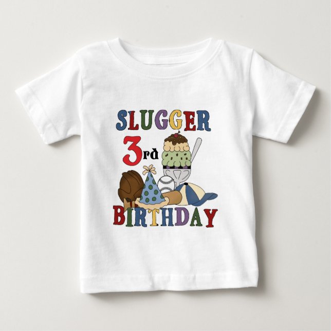 Baseball Slugger 3rd Birthday Tshirts (Front)
