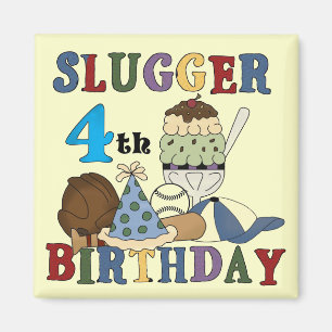 Baseball Slugger 4th Birthday Magnet