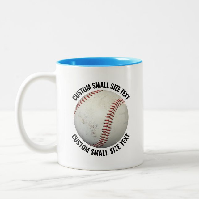 Baseball & Small Text LIGHT BLUE 11oz Custom Two-Tone Coffee Mug (Left)