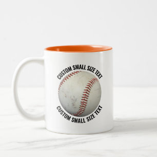 Baseball & Small Text ORANGE 11oz Custom Two-Tone Coffee Mug