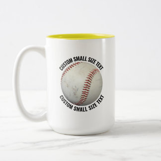 Baseball & Small Text YELLOW 15oz Custom Two-Tone Coffee Mug