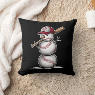 Baseball Snowman Balls Snow Christmas Xmas Gifts Cushion