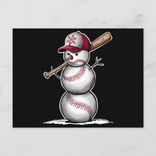 Baseball Snowman Balls Snow Christmas Xmas Gifts Holiday Postcard