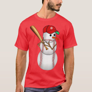 Baseball Snowman Balls Snow Christmas Xmas Gifts M T-Shirt