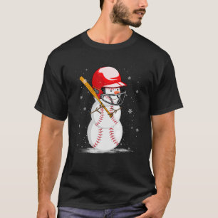 Baseball Snowman Balls Snow Christmas Xmas Gifts M T-Shirt