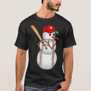 Baseball Snowman Balls Snow Christmas Xmas Gifts M T-Shirt