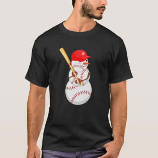 Baseball Snowman Balls Snow Christmas Xmas Gifts M T-Shirt