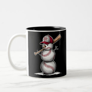 Baseball Snowman Balls Snow Christmas Xmas Gifts Two-Tone Coffee Mug